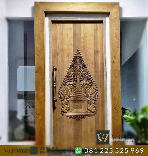 Pintu Rumah Minimalis Jati Ukir Wayang Elegan