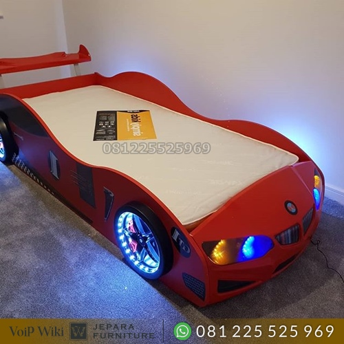 Tempat Tidur Mobil Anak Model BMW Vriasi Lampu LED